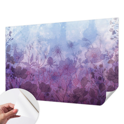 Baby room wall mural with pastel flower motif