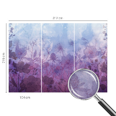 Baby room wall mural with pastel flower motif