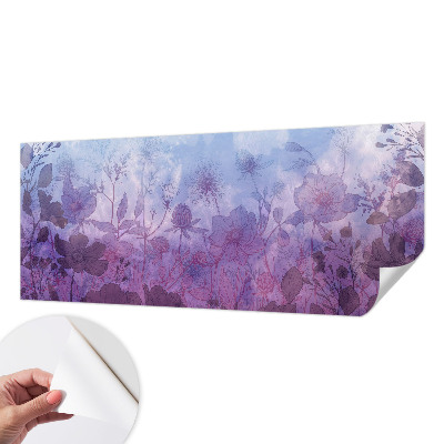 Baby room wall mural with pastel flower motif