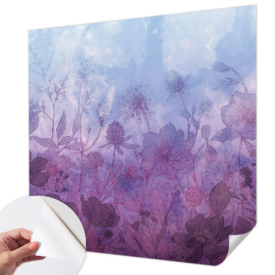 Baby room wall mural with pastel flower motif