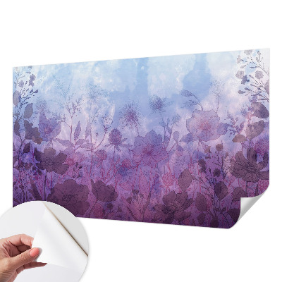 Baby room wall mural with pastel flower motif