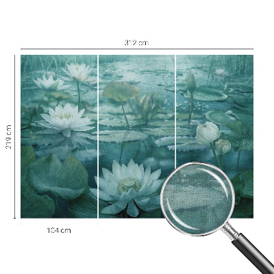 Peel and stick wall mural with water flower design