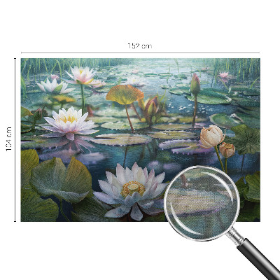 Self-adhesive wall mural with pond flowers motif