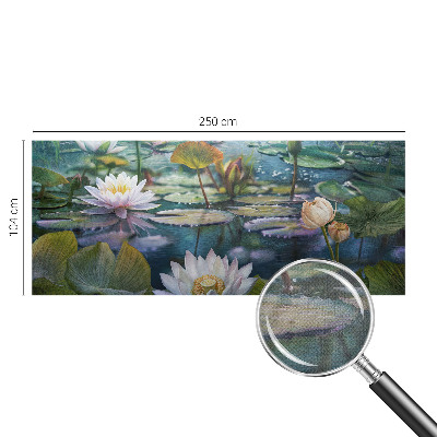 Self-adhesive wall mural with pond flowers motif