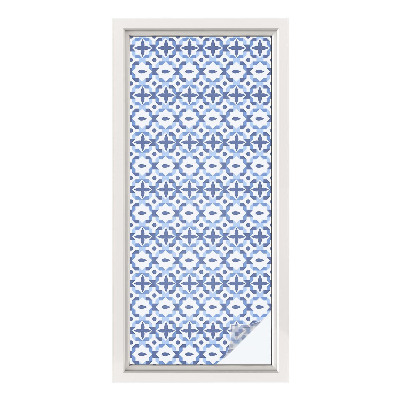 Opaque window film stained glass style Blue mosaic