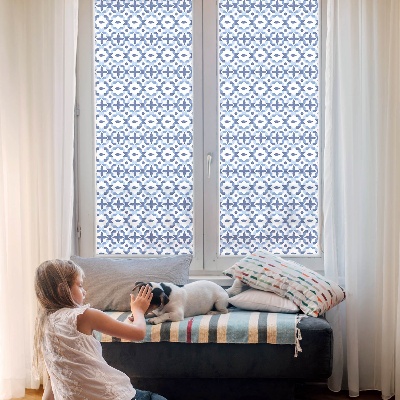 Opaque window film stained glass style Blue mosaic