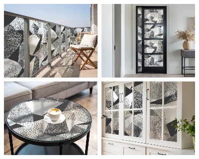 Opaque window film stained glass style Geometric figures