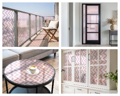 Opaque window film stained glass style Pink zigzags