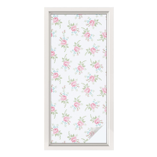 Frosted glass film stained glass effect Romantic roses