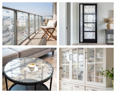 Frosted glass film stained glass effect Sea inspirations