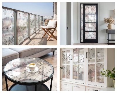 Colored window film stained glass Rose leaves