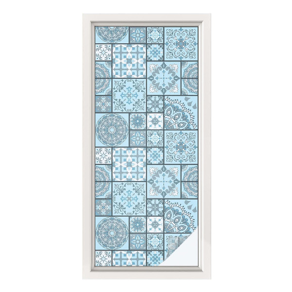 Colored window film stained glass Blue tiles