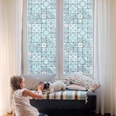 Colored window film stained glass Blue tiles