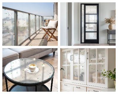 Frosted glass film stained glass effect Scattered elements