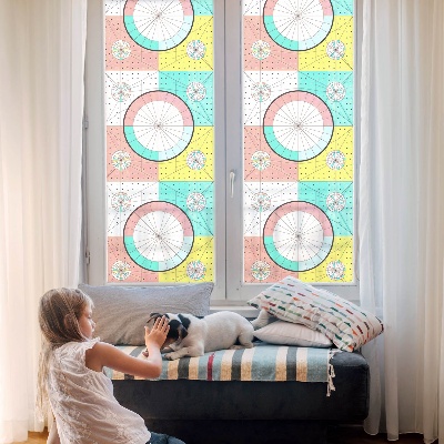 Colored window film stained glass Geometric circles