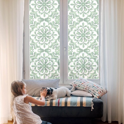 Opaque window film stained glass style Green leaves