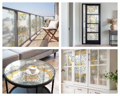 Patterned window film Colorful mandalas