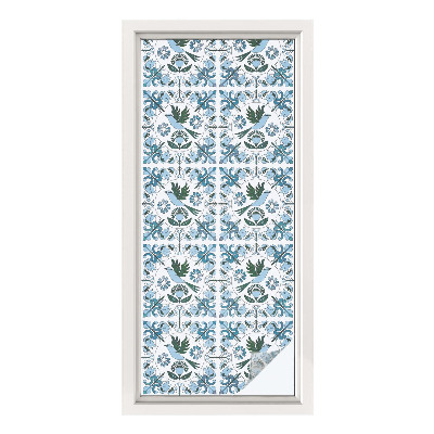 Opaque window film stained glass style Blue flowers