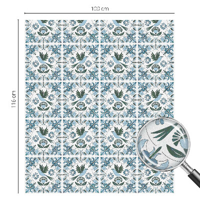 Opaque window film stained glass style Blue flowers