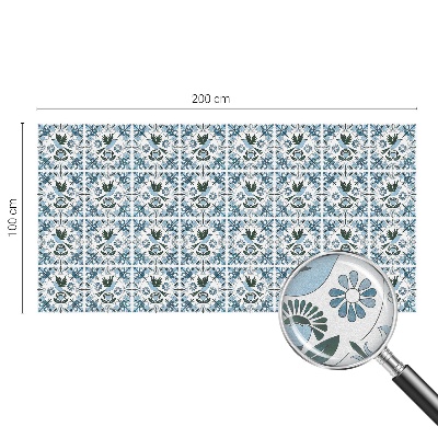 Opaque window film stained glass style Blue flowers