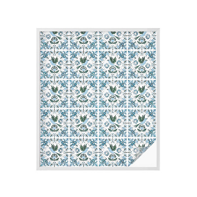 Opaque window film stained glass style Blue flowers