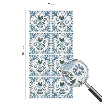 Opaque window film stained glass style Blue flowers