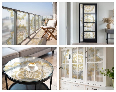 Frosted glass film stained glass effect Floral mandala