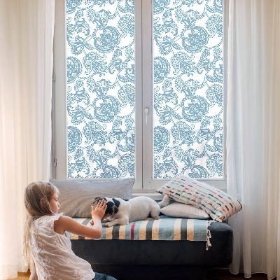 Patterned window film Blue ornaments
