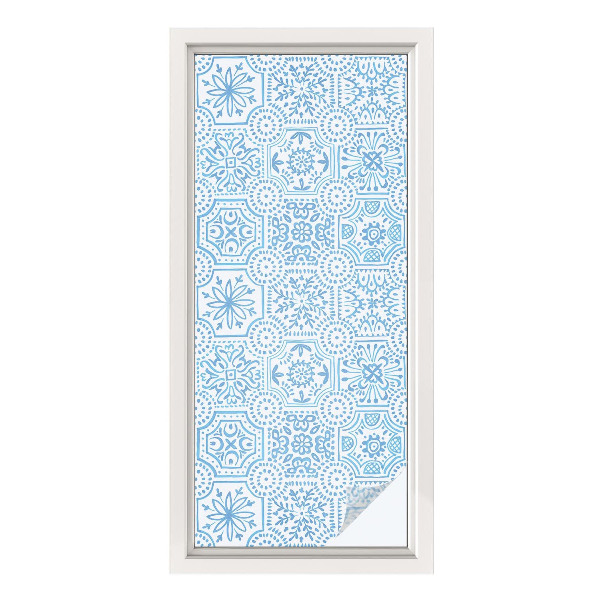 Frosted glass film stained glass effect Blue tiles