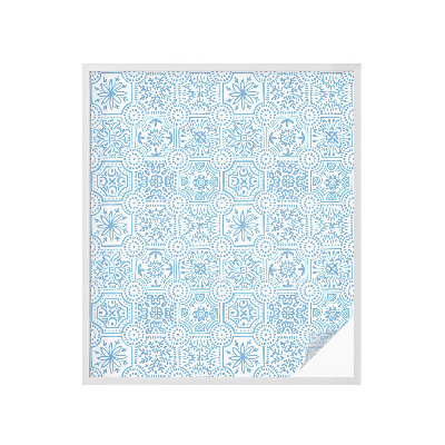 Frosted glass film stained glass effect Blue tiles