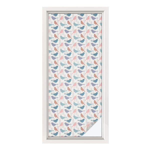 Opaque window film stained glass style Pastel birds
