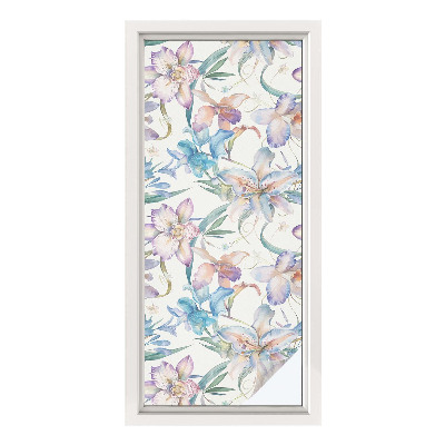 Opaque window film stained glass style Floral motif