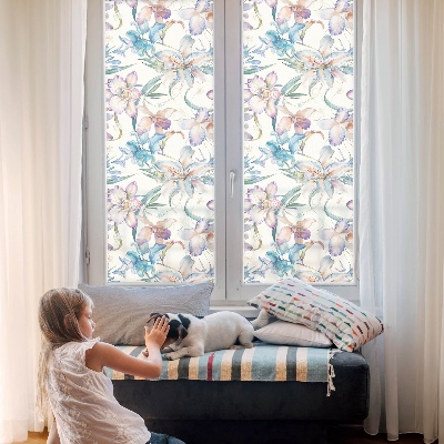 Opaque window film stained glass style Floral motif