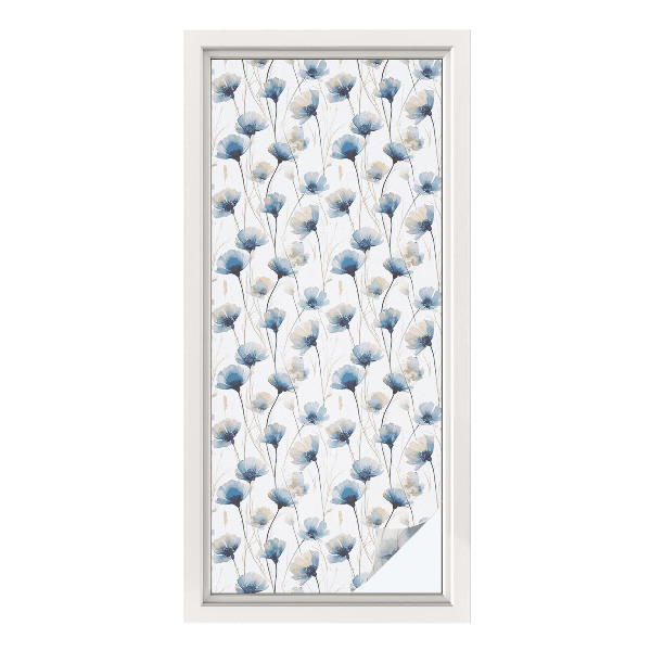 Frosted glass film stained glass effect Blue flowers