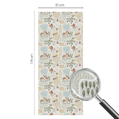 Colored window film stained glass An idyllic village