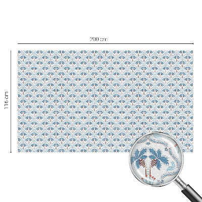 Patterned window film Blue palm trees