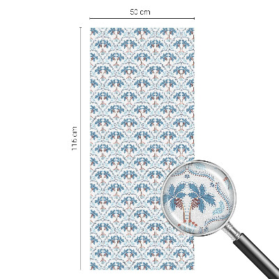 Patterned window film Blue palm trees