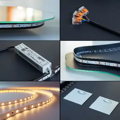 Organic shape LED backlit mirror for modern wall mounting