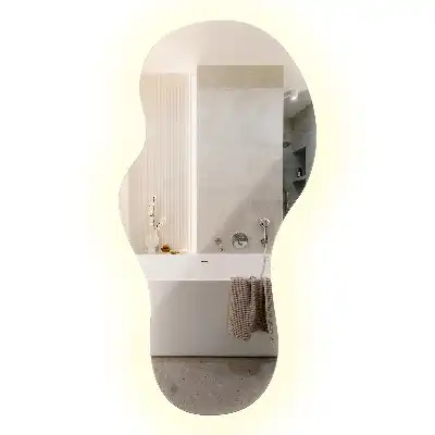Organic shape LED backlit mirror for modern wall mounting