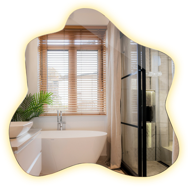 Splash shaped mirror LED illuminated