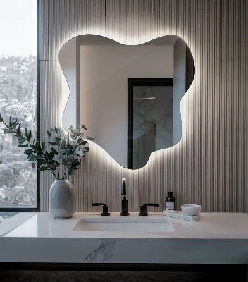 Splash shaped mirror LED illuminated