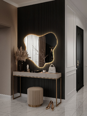 Splash shaped mirror LED illuminated