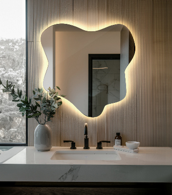 Splash shaped mirror LED illuminated