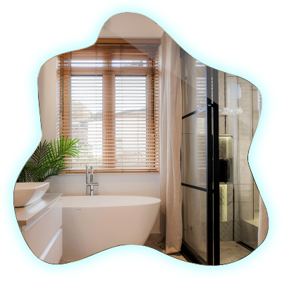 Splash shaped mirror LED illuminated