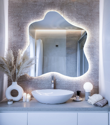 Splash shaped mirror LED illuminated