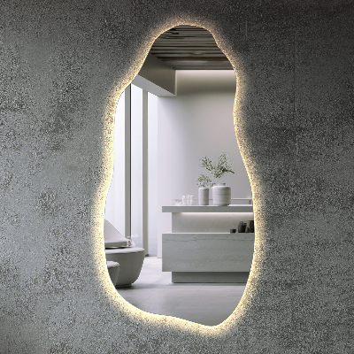 Irregularly shaped mirror Irregularly shaped mirror modern with LED lighting