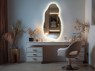 Irregularly shaped mirror Irregularly shaped mirror modern with LED lighting