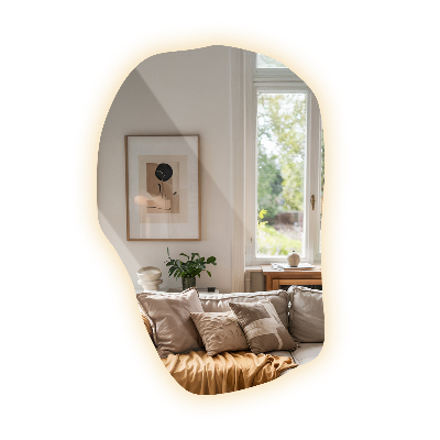 Irregular shaped lighted mirror unique