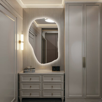 Irregular shaped lighted mirror unique