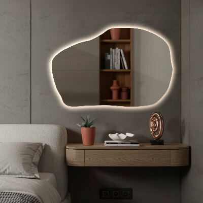 Irregular shaped lighted mirror unique